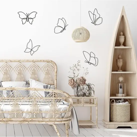 6 Pieces Metal Butterfly Wall Decor Decals - Black, Classic {1}