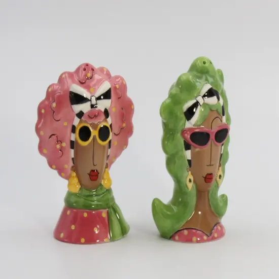 CeramicAfrican American Ladies Wearing Shades Salt and Pepper, Home Décor, Gift for Her, Mom, Friend, or Coworker, Kitchen Décor {3}