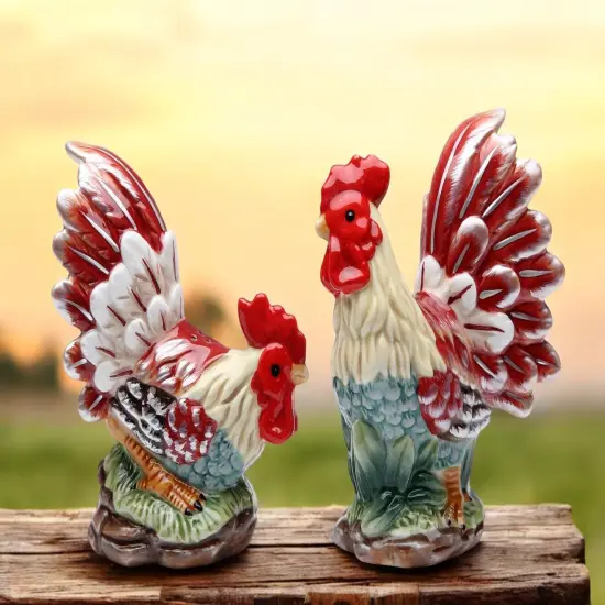 Ceramic Rooster Salt & Pepper Shakers, Home D&eacute;cor, Gift for Her, Gift for Mom, Kitchen D&eacute;cor, Dining Table D&eacute;cor, Farmhouse Decor {1}