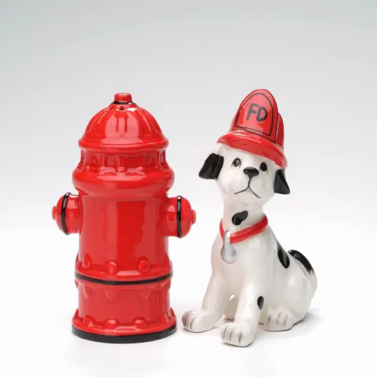 Ceramic Fire Hydrant and Dalmation Dog Salt and Pepper Shakers, Gift for Firefighter, Dog Lover Gift, Home Decor, Fire Station Decor {3}