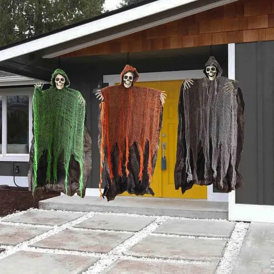 3 Pack Halloween Hanging Ghost Decorations, 36" Scary Grim Reaper Skeletons {4}