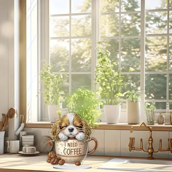 DIY Tabletop Diamond Art Painting Kit (Coffee Dog) {5}