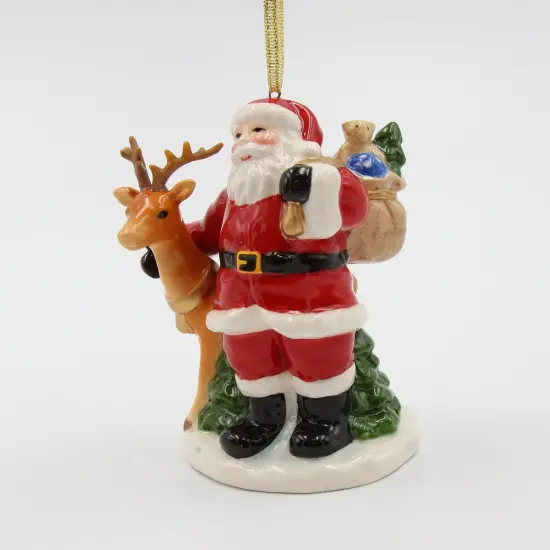 Ceramic Christmas Santa With Reindeer Ornament, Home D&eacute;cor, Gift for Her, Gift for Mom, Kitchen D&eacute;cor, Christmas D&eacute;cor {3}