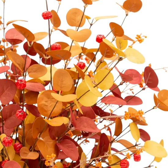 6 Pcs Aritificial Fall Eucalyptus Stems - Mixed Leaves With Berries {5}