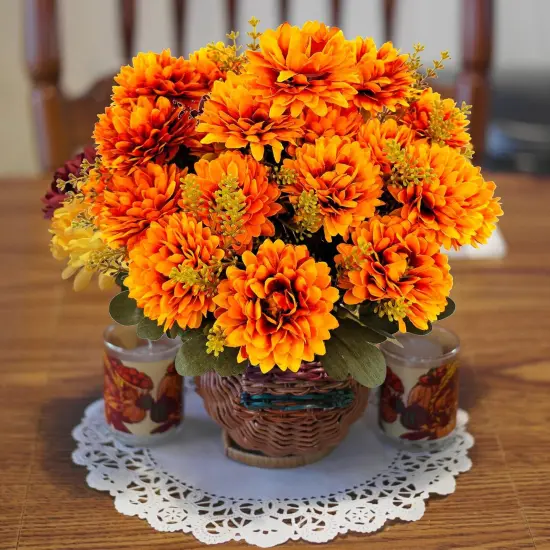 Fall Flowers Artificial Mums 2 Pcs - Fall Color {4}