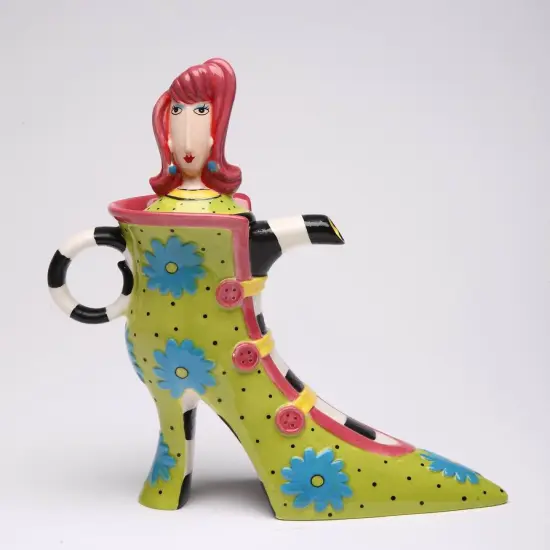 Ceramic Lady Blue Flower High Heel Shoes Teapot, Gift for Her, Gift for Mom, Kitchen D&eacute;cor, Tea Party D&eacute;cor, Caf&eacute; D&eacute;cor {3}