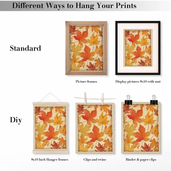 Vintage Fall Wall Art Decor Pumpkin Maple Leaves Posters Wall Decor {5}