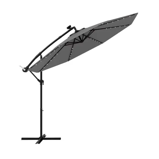 Costway 10 Ft Patio Solar LED Offset Umbrella 40 Lights Crank Cross Base {2}