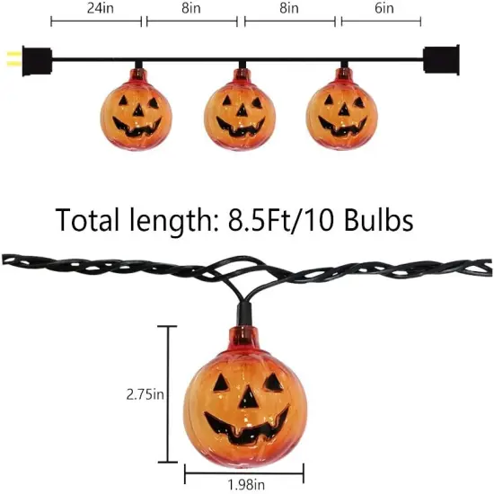 Pumpkin String Lights - 8.5Ft (Clear Orange Pumpkin Lights) {5}