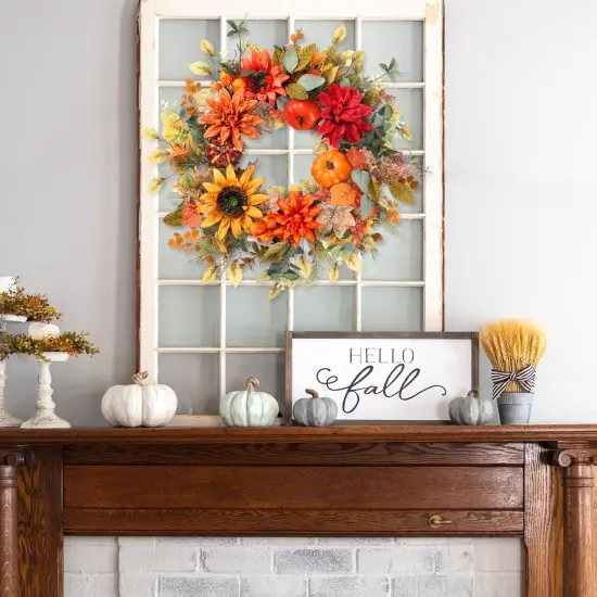 22&rsquo;&rsquo; Autumn Fall Wreath with Pumpkins {4}