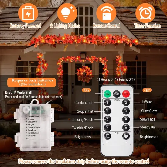 2 Pack Thanksgiving Maple Leaves Garland - Reddish Brown {3}