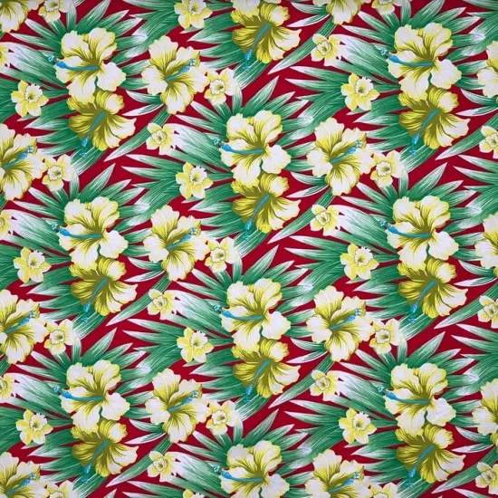 1 Yard Multicolor Hibiscus Fabric, 100% Polyester 60" Wide Blue & Green {2}