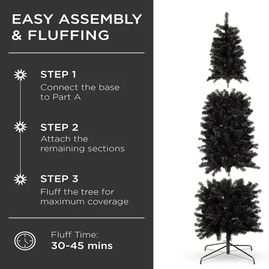 Pencil Christmas Tree Unlit Slim Artificial Tree with Foldable Base & Easy Assembly Black {4}