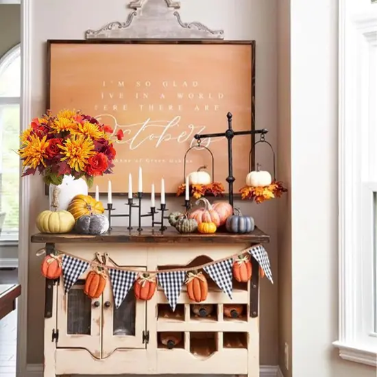 2 Bundles Artificial Fall Flowers - Mixed Bush (19.29") {4}