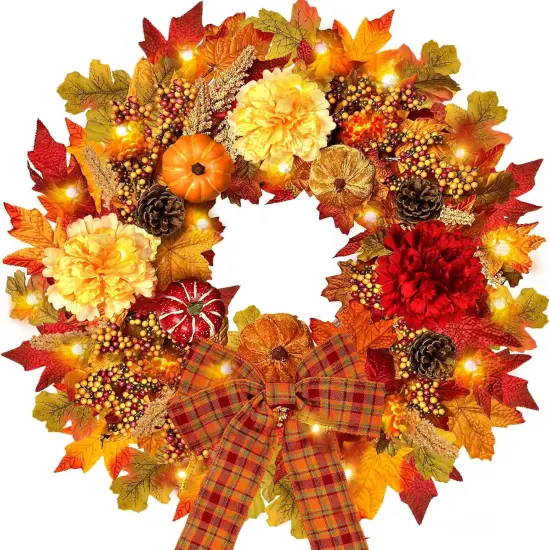 24 Inch Fall Wreaths - Orange {1}
