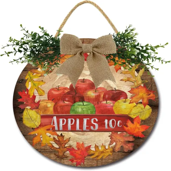 Front Door Porch Decorations Fall Apples Door Hanging Sign 12 inch {1}