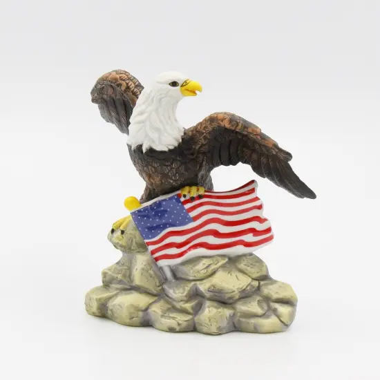Ceramic Bald Eagle with American Flag Figurine, Home D&eacute;cor, Patriot Gift, Gift for Mom, Gift for Dad, Independence Day D&eacute;cor, July 4th {3}