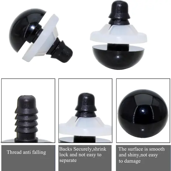 10/15/18/20mm 180Pcs 4Size Black Plastic Safety Eyes {2}