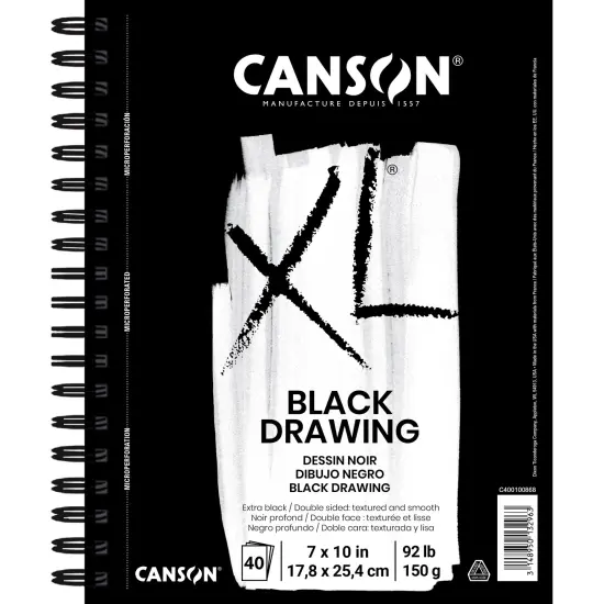 Canson XL Black Drawing Pad 7"X10"-Wire Bound, 40 Sheets {1}