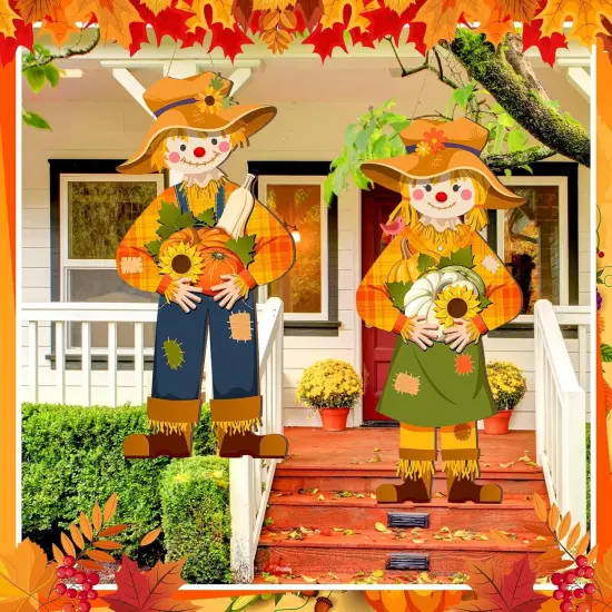 2 Pcs Fall Scarecrow Porch Door Decor {5}