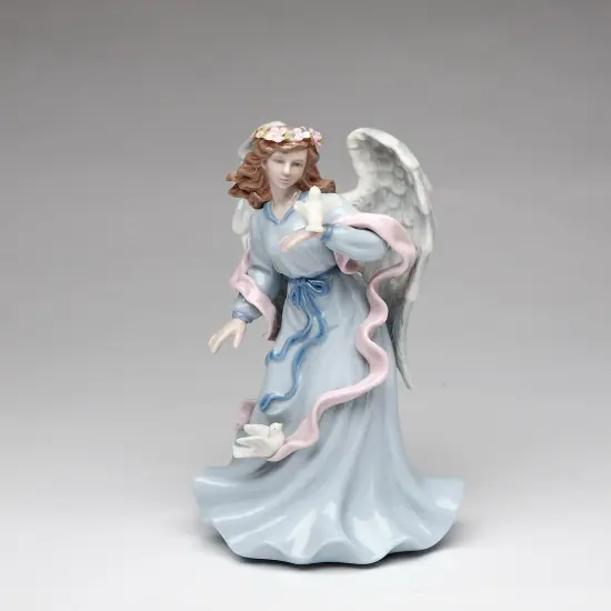 Ceramic Angel Holding Peace Dove Music Box, Home D&eacute;cor, Religious D&eacute;cor, Religious Gift, Church D&eacute;cor, Baptism Gift {2}