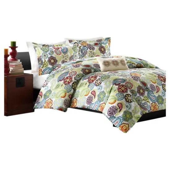 Multi Color Paisley Comforter Set King Size with Pillow Shams {2}