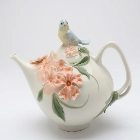 Ceramic Bluebird Apple Blossom Teapot, Gift for Her, Gift for Mom, Kitchen D&eacute;cor, Tea Party D&eacute;cor, Caf&eacute; D&eacute;cor, Kitchen Decor {2}