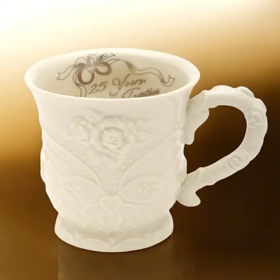 Ceramic 25th Wedding Anniversary Mug, Gift for Her, Gift for Parents {2}