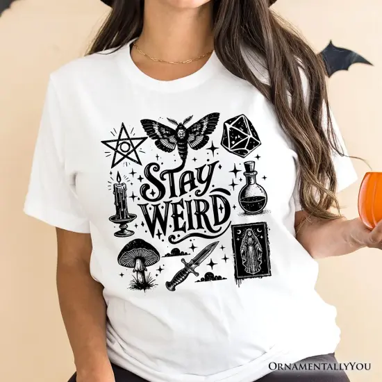 Stay Weird Witchy Vibes T-Shirt, Mystical Halloween Tee for Powerful Women {5}