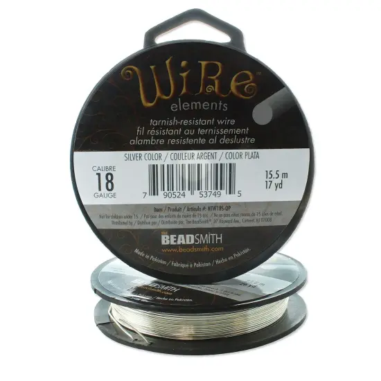 The Beadsmith Wire Elements 18-Gauge Lacquered Tarnish-Resistant Copper Wire for Jewelry Making, 177 Yard, 161.85 Meter, ¼ Pound Spool (Silver Color) {3}
