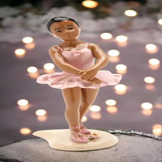 Ceramic African American Ballerina Girl In A Pink Dress, Home D&eacute;cor, Gift for Her, Gift for Daughter, Gift for Ballerina Dancer {1}