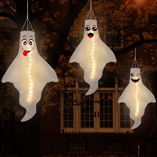 3PCS Halloween Decorations Outdoor - Cute Windsock {1}
