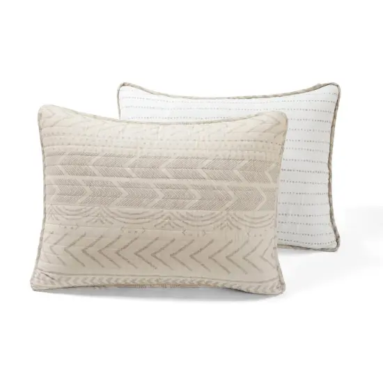 King Scandinavian Beige Tan Cotton Quilt Set Reversible 3 Piece {5}