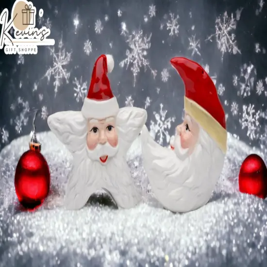 Ceramic Christmas Star & Moon Santa Salt & Pepper Shakers, Home D&eacute;cor, Gift for Her, Gift for Mom, Kitchen D&eacute;cor, Christmas D&eacute;cor {1}