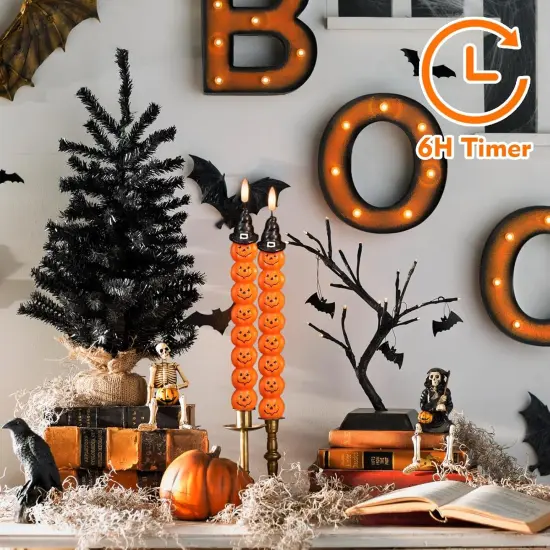 Halloween Flameless LED Candles with Timer &ndash; Battery Operated Flickering Candles for Spooky Indoor Decor {4}