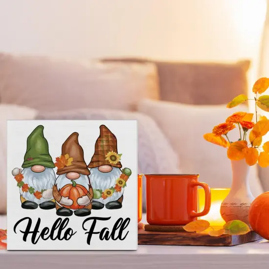 Fall Gnomes Wooden Sign for Desk {4}