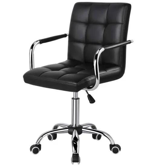 Black PU Leather Ergonomic Office Chair with Adjustable Height, Swivel and Casters {1}