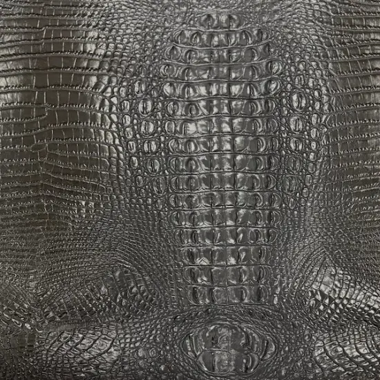 1 Yard 3D Embossed Gator Faux Leather Vinyl Fabric Durable Upholstery Handbags 56" Width Dark Charcoal Gray {1}