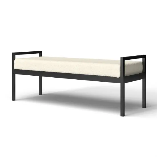 Modern Entryway Bench with Upholstered Cushion and Metal Base {1}