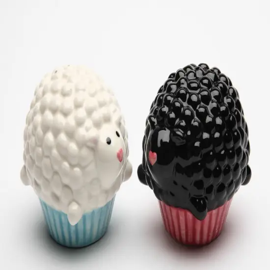 Hand Painted Ceramic Cupcake Sheep Salt & Pepper Shakers, Home D&eacute;cor, Gift for Her, Gift for Mom, Kitchen D&eacute;cor, Farmhouse D&eacute;cor {3}