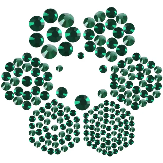 7000pcs+ Flatback Glass Hotfix Iron On Rhinestones Crystal for DIY Making with 1 Tweezer & 1 Picking Pen for Shoes, Clothes, Face Art, Bags, Manicure (Emerald, 5-Sizes) {5}