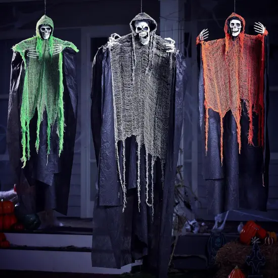3 Pcs Halloween Hanging Grim Reapers, one 63&rdquo; Two 47&rdquo; Grim Reapers {4}