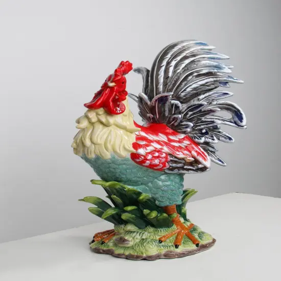 Ceramic Large Rooster Statue In Red and Navy, Home D&eacute;cor, Gift for Her, Gift for Mom, Kitchen D&eacute;cor, Farmhouse D&eacute;cor, Fall Decor {5}