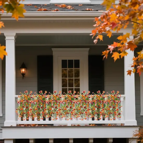 Artificial Mums Fall Hanging Flowers - Brown Orange {2}