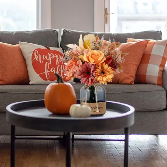 Fake Fall Flowers in Vase - Centerpieces for Tables {5}