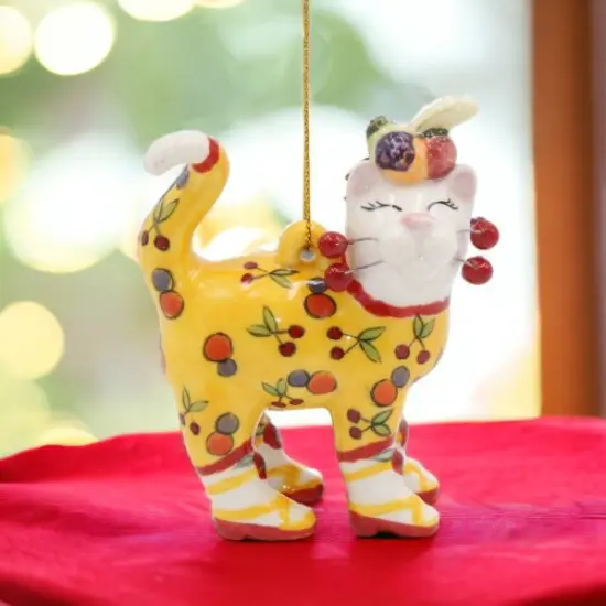 Ceramic Tropical Cat Ornament, Home D&eacute;cor, Gift for Her, Gift for Mom, Kitchen D&eacute;cor, Cat Lovers Gift, Pet Loss Gift {1}