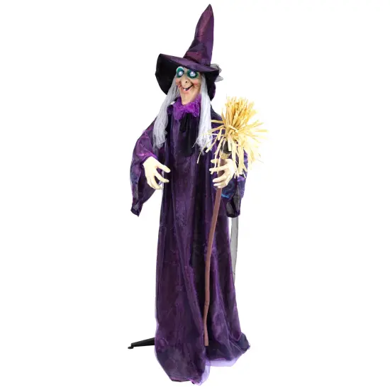 Northlight LED Lighted and Animated Witch Halloween Decoration - 5.5' Purple {5}