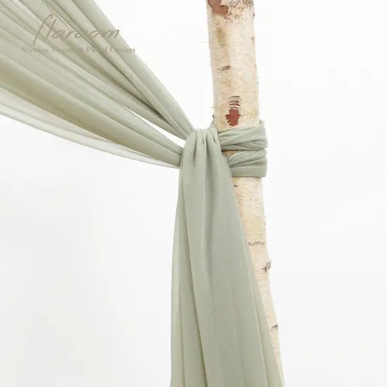 Wedding Arch Draping Fabric 2 Panels 20Ft Sage Green Chiffon Fabric Drapes Arbor Drapery Wedding Ceremony Reception Swag Decorations {3}