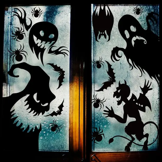 4 Sheet Spooky Monster Window Cling Sticker {1}