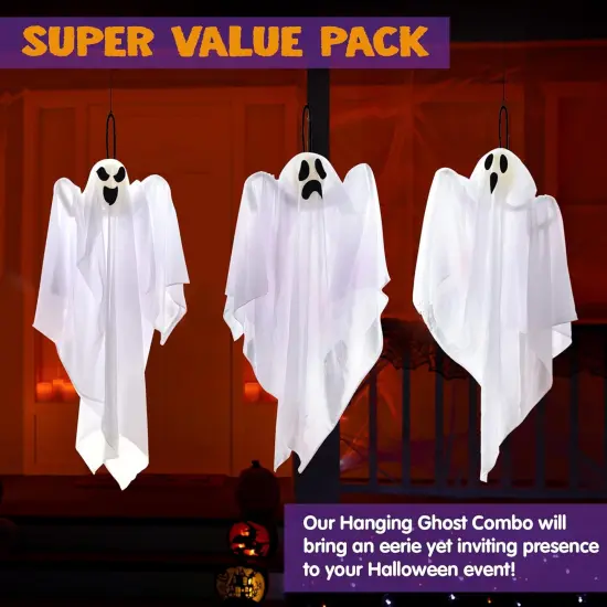 3 Pack 27.5" Halloween Hanging Ghosts {2}